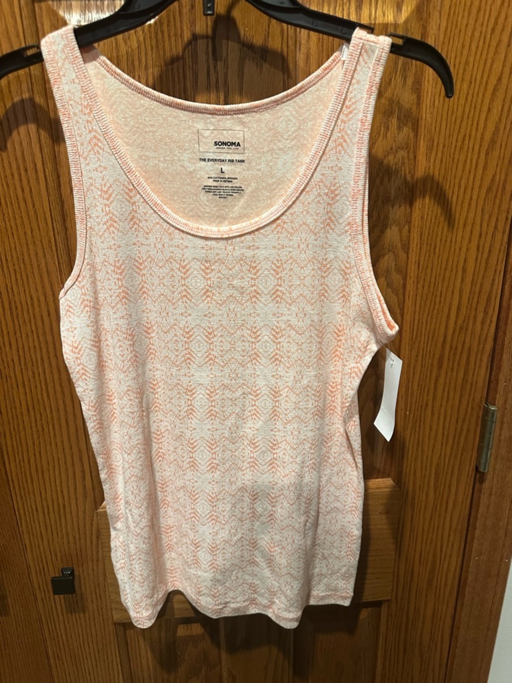 Sonoma Everyday Rib Tank Size Large New NWT Peach White Sz L